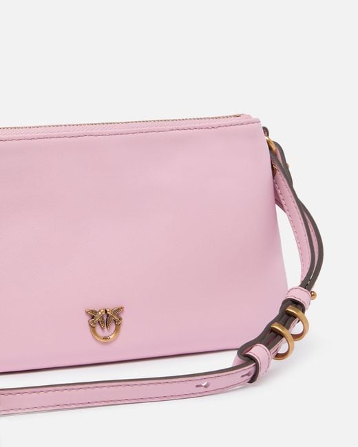 Pinko Pink Leather Mini Double Bag With Shoulder Strap