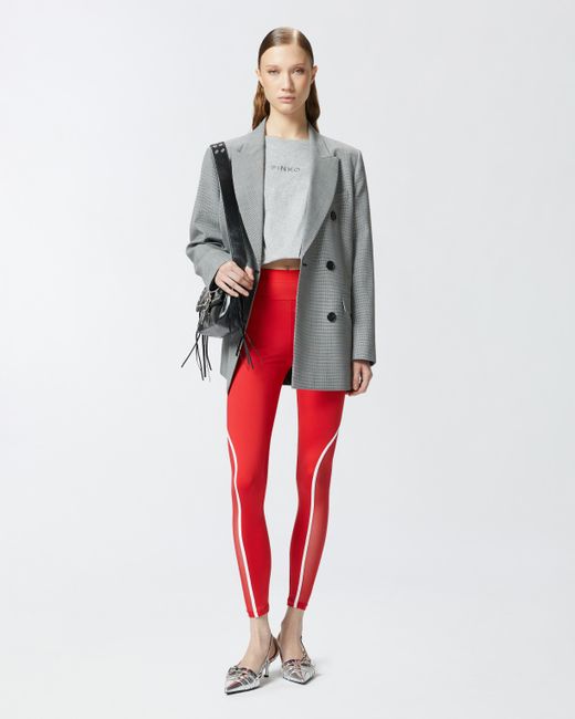 Pinko Red Leggings With Sheer Inserts