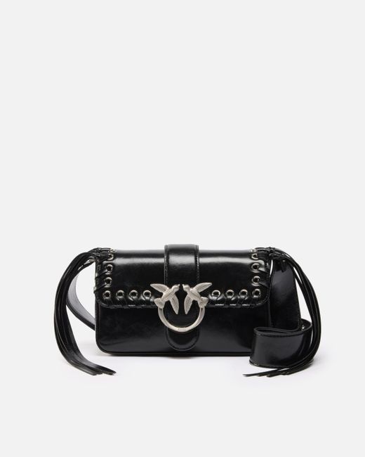 Borsetta Soft Love Bag Slouchy Con Frange E Tracolla di Pinko in Black