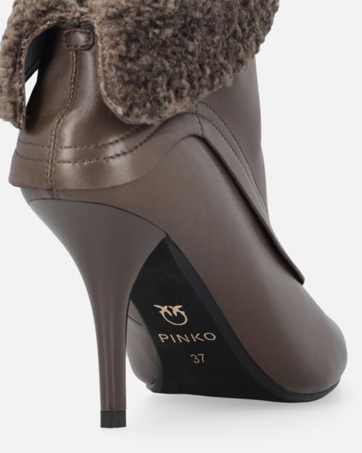Pinko White Booties With Faux Fur And Metal Toe