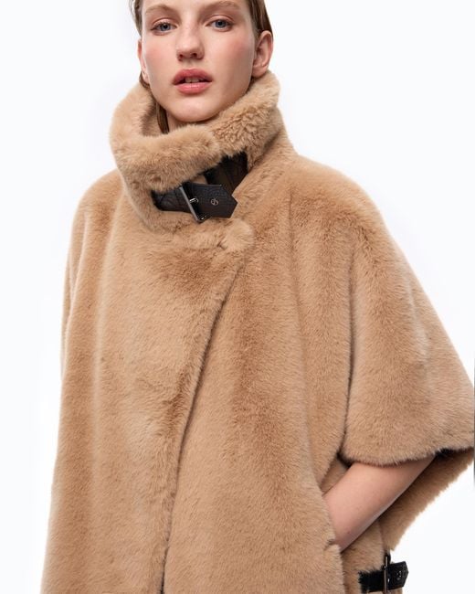 Pinko Brown Faux Fur Cape