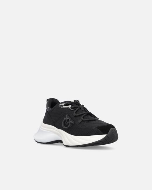 Pinko White Ariel Perforated Sneakers With Bird Logo