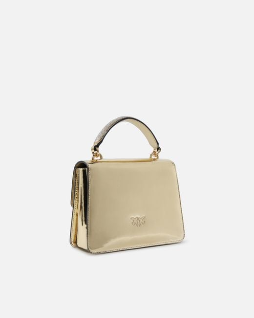 Pinko Metallic Mini Love Bag Handbag With Golden Mirror Effect