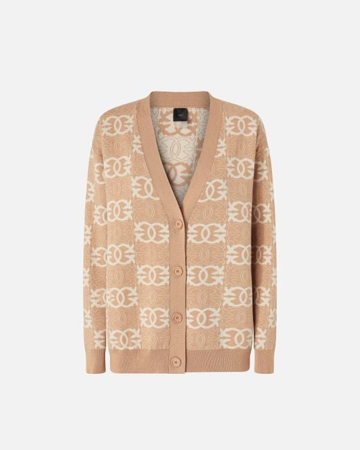 Pinko Natural Cardigan With Love Birds Logo