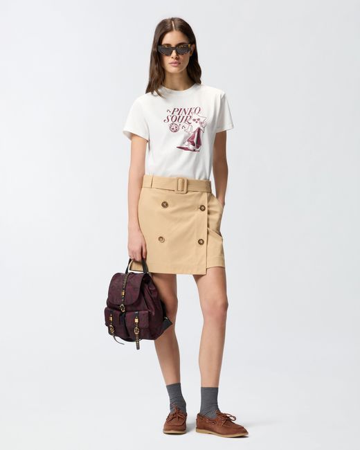 Pinko White T-Shirt With Sour Disco Star Print