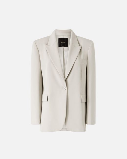 Pinko White Fluid Blazer With Rear Slit