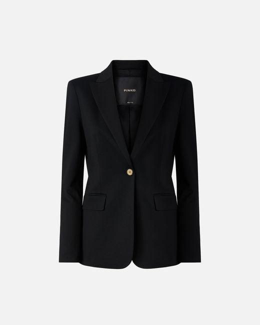 Pinko Black Fitted Jacket With-Coloured Buttons