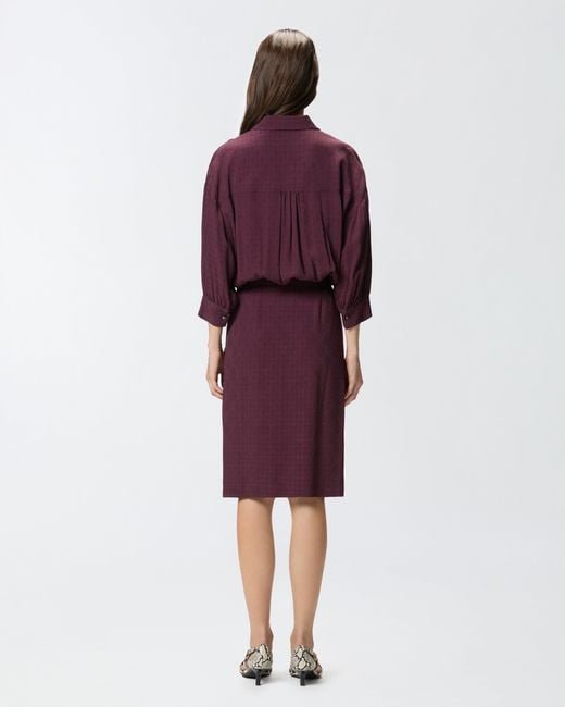 Pinko Red Midi Dress With Shirt-Style Top And Belt
