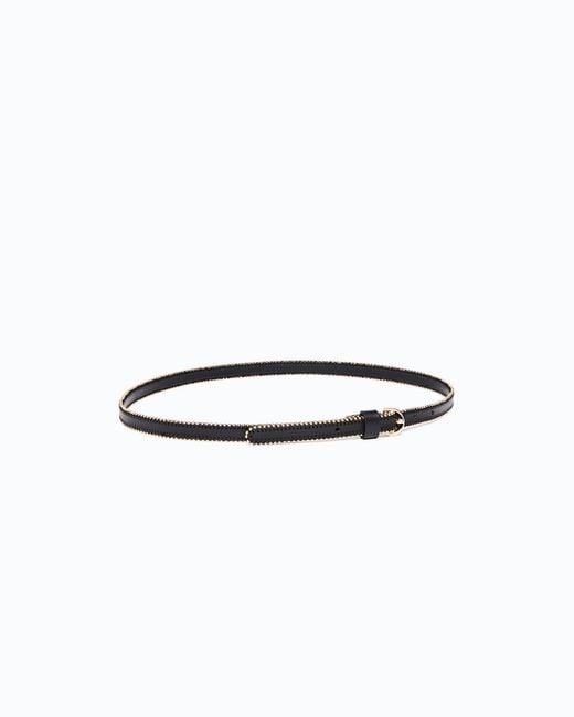 Pinko White Leather Belt With Mini Studs, 1 Cm
