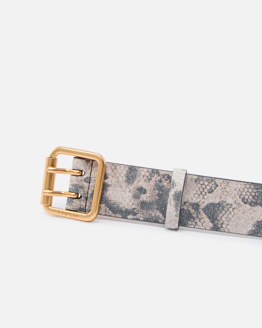 Pinko White Belt With Python Print, 4 Cm