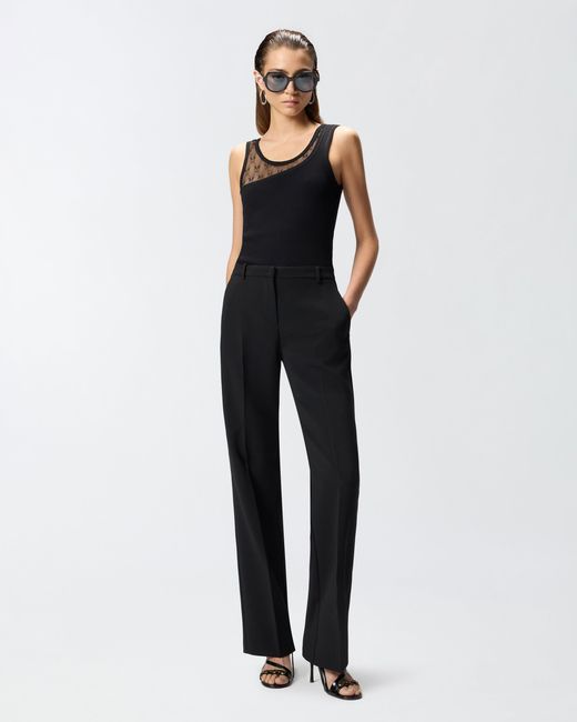Pinko Black Vest Top With Love Birds Logo Lace