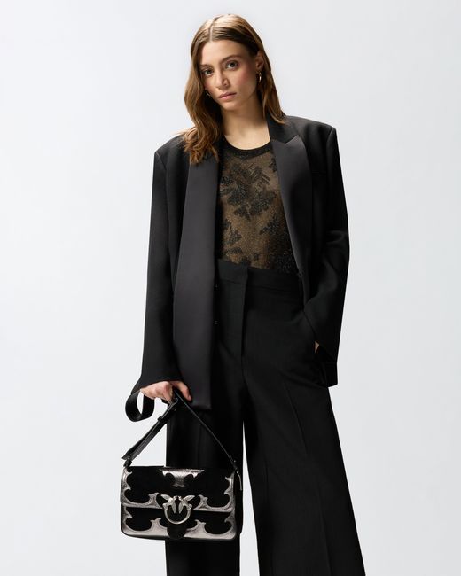 Pinko Black Love Bag One Slouchy Medium Shoulder Bag