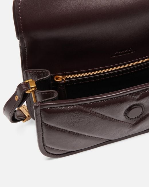 Bolso De Mano Grande Love Bag Box Baguette De Piel Chevrón Pinko de color Brown