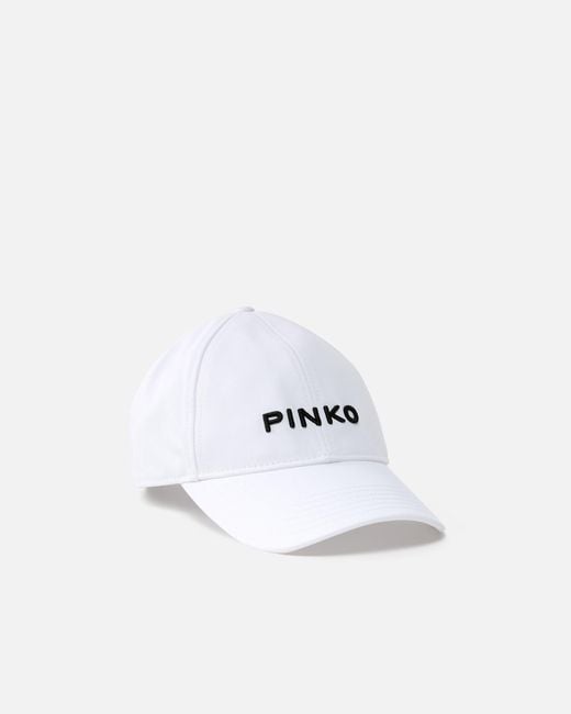 Pinko White Cap With Peak And Embroidered Logo