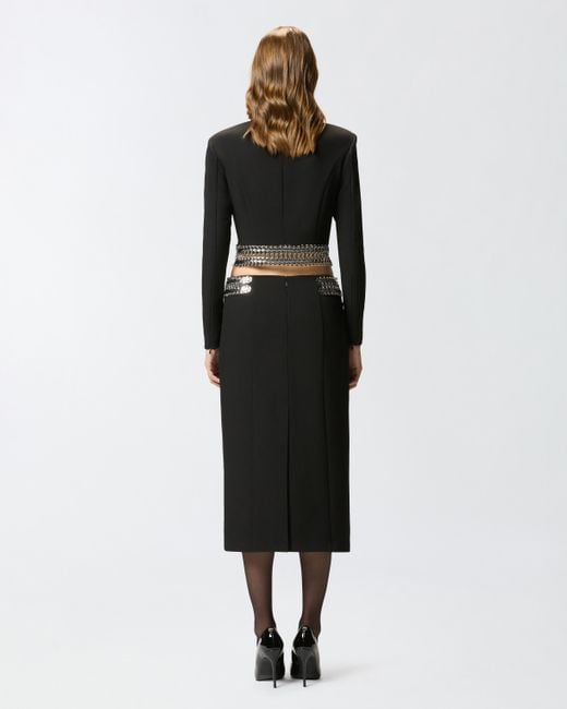 Pinko Black Midi Skirt With Metal Embellishments