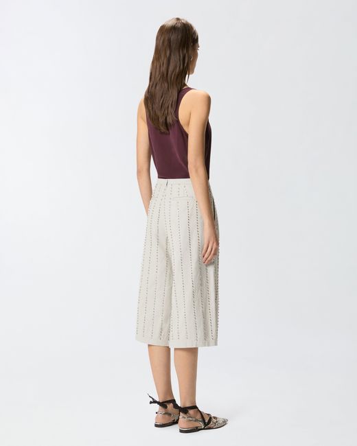 Pinko White Bermuda Shorts With Jewel Stripes