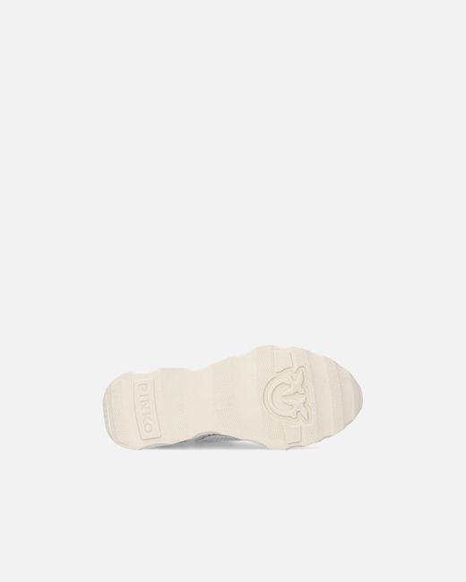 Pinko White Mesh And Suede Sneakers With Love Birds Logo