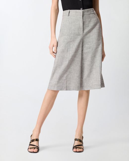 Pinko White Slub Shorts With Pressed Pleat Detail