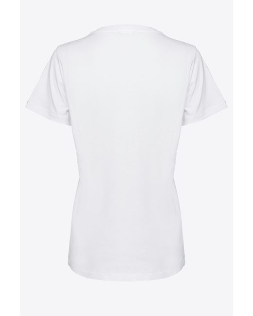 Pinko White T-shirt With Logo Embroidery