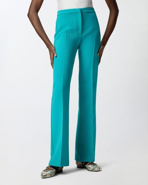 Pinko Blue Trousers With Pressed Pleat Detail