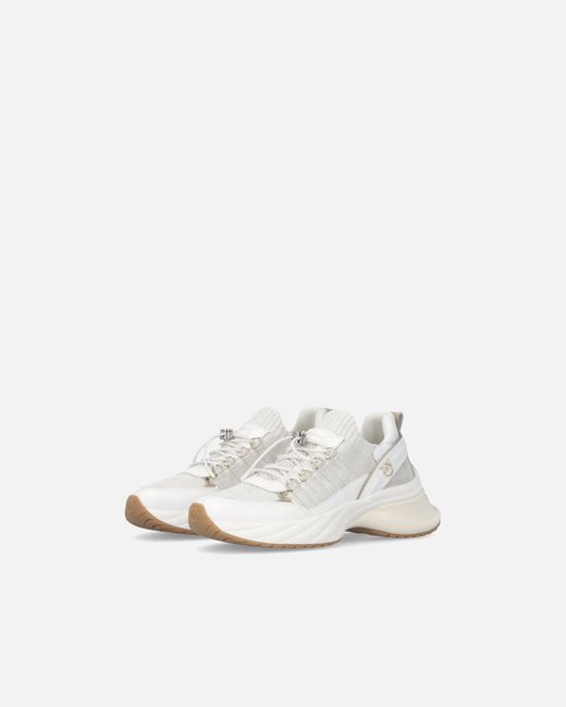 Pinko White Knitted Sneakers With Laces And Cord Lock