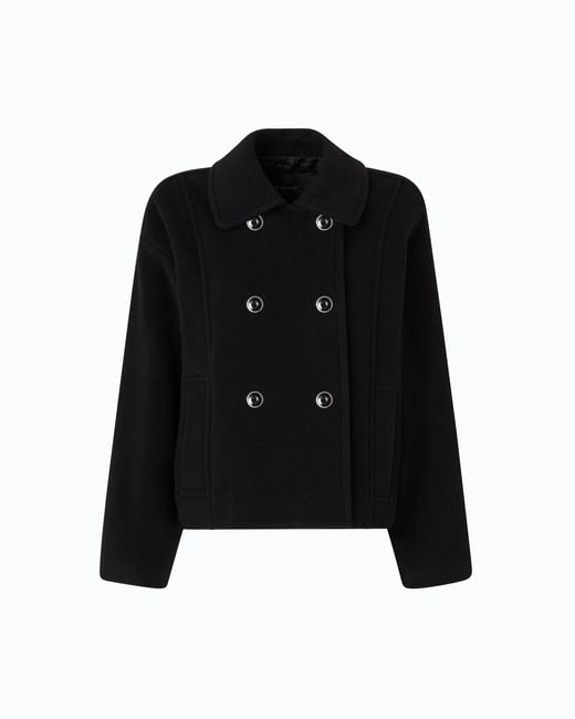Pinko Black Double-Breasted Pea Coat