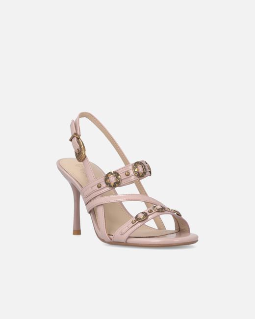 Pinko White High Slingback Sandals With Straps And Studs