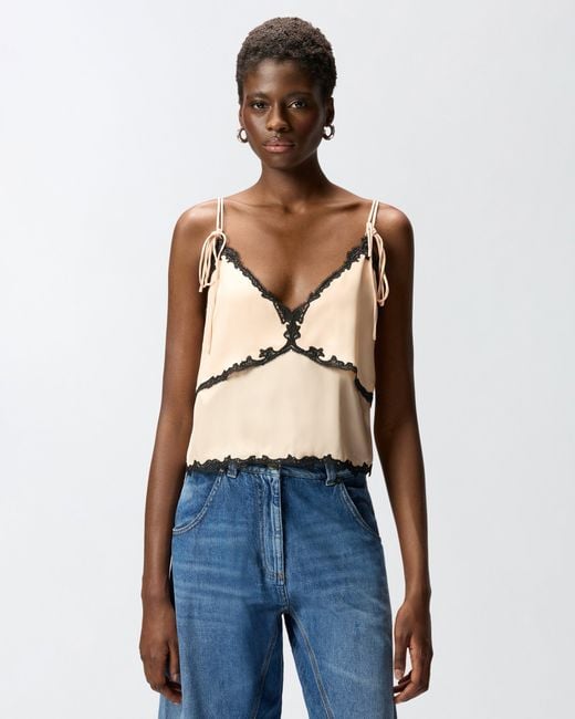 Pinko Natural Top With Lace Inserts