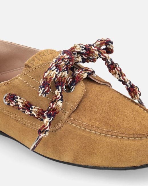 Pinko White Suede Moccasins With Multicoloured Laces
