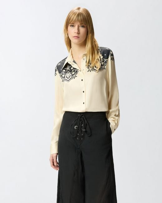 Pinko Natural Shirt With Placed Star Print