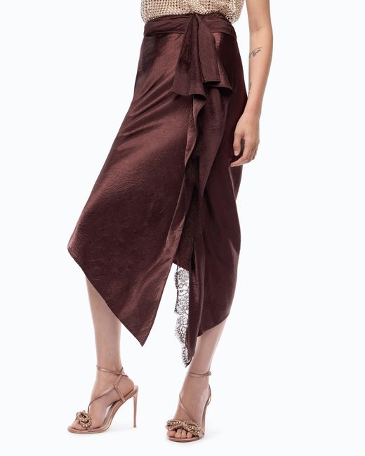 Pinko Red Asymmetric Midi Skirt