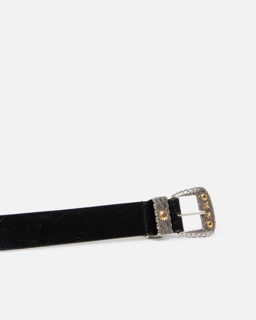 Pinko White Shiny Leather Belt With Metallic Finishes, 3 Cm