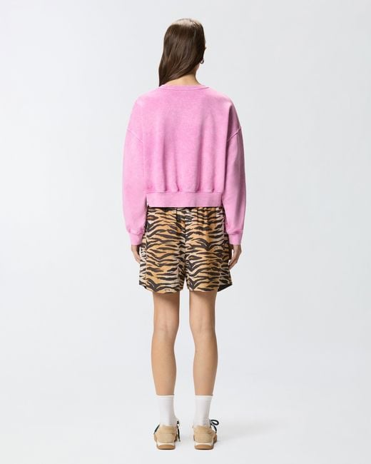 Pinko Pink Cropped Sweatshirt With Branded Label