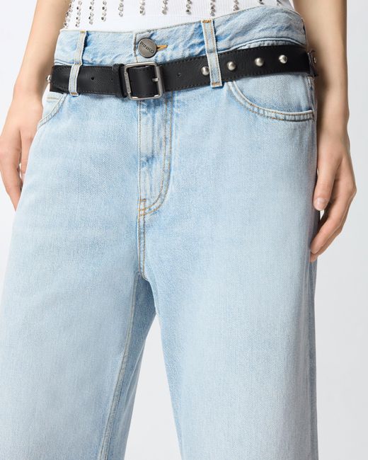 Pinko Blue Cropped Jeans With Leather Belt