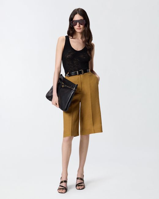 Pinko Black Ribbed Vest Top With Logo