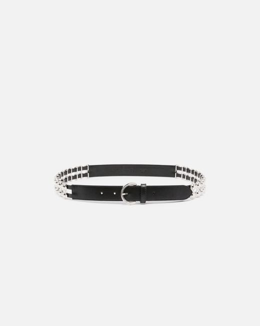 Pinko White 3-Cm Belt With Studs