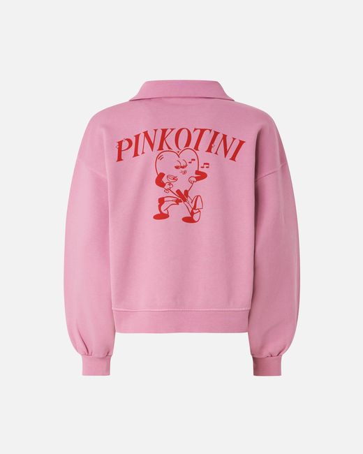 Pinko Pink Sweatshirt With Heart And Tini Print