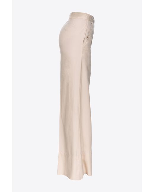 Pinko Natural Wide-leg Lyocell Trousers
