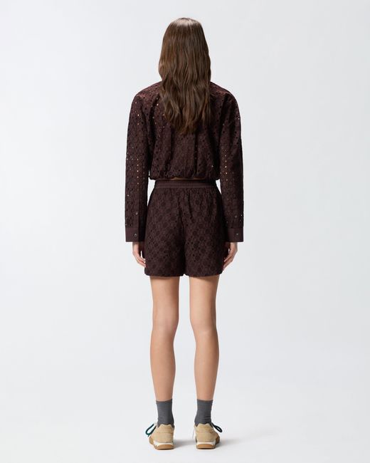 Pinko White Shorts With Openwork Motif