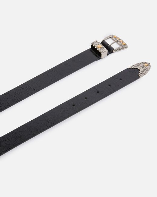 Pinko White Shiny Leather Belt With Metallic Finishes, 3 Cm