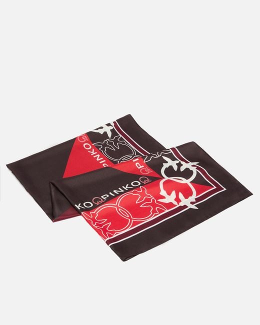 Pinko Red Two-Tone Scarf With Logos