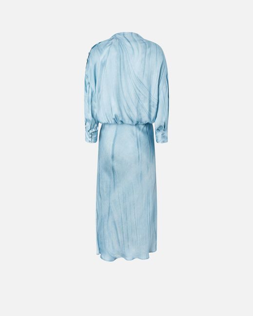 Pinko Blue Fluid Midi Dress With Placed Jewel Print