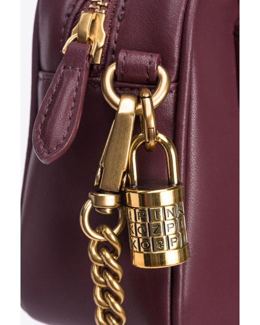 Pinko Purple Mini Bowling Bag In Leather