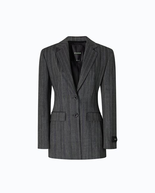 Pinko Black Pinstriped Wool-Blend Jacket