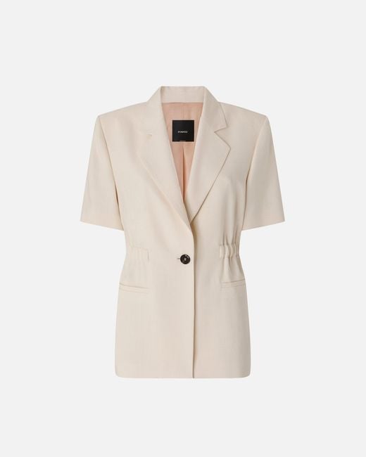 Pinko Natural Short-Sleeved Jacket With Elasticated Waist