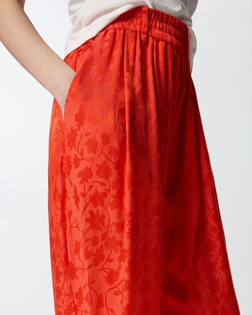 Pinko Red Floral Jacquard Trousers