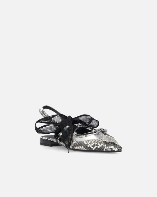 Pinko White Slingback Ballerinas With Python Print And Ties
