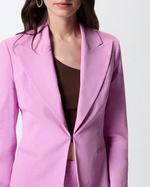 Pinko Pink Linen-Blend Jacket With Rear Slit