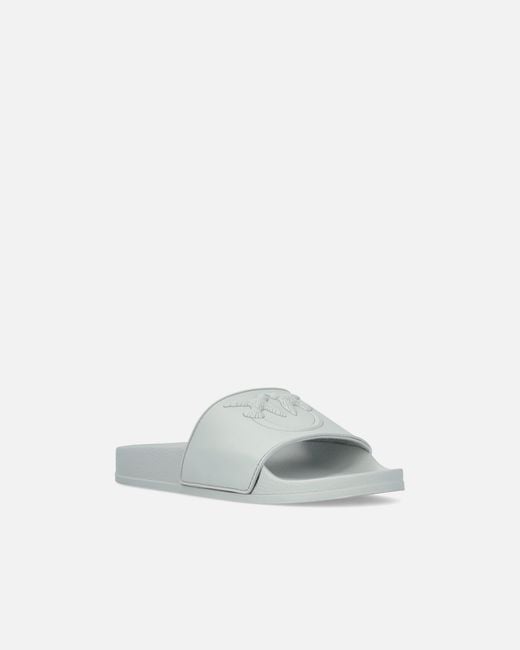 Pinko White Rubber Slip-On Sandals With Love Birds Maxi Logo