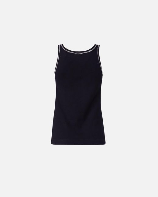 Pinko Black Ribbed Vest Top With Love Birds Embroidery